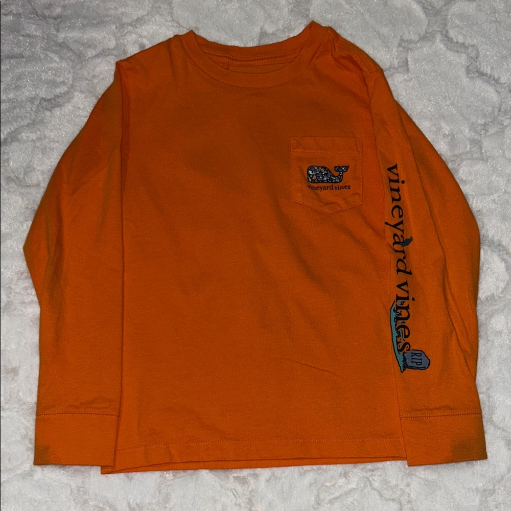 Vineyard Vines Kids Bright Orange Long Sleeve Halloween Tee